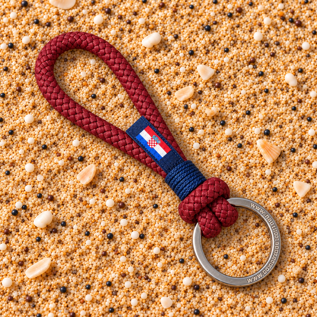 HARBOUR nautical rope keyring burgundy navy