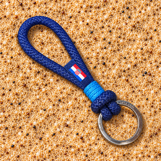 HARBOUR nautical rope keyring blue