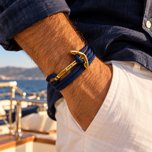 YACHT CREW großes Ankerarmband marineblau