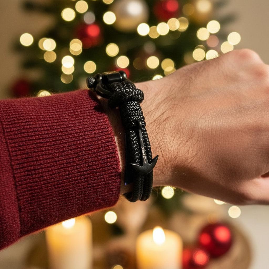 ADRIATICA Nautical Clasp & Anchor Bracelet Black