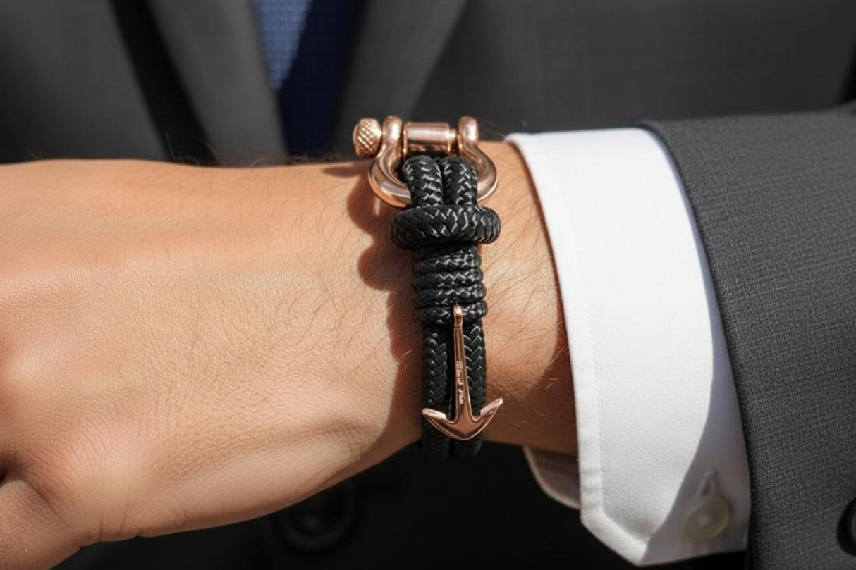 ADRIATICA Nautical Clasp & Anchor Bracelet Black