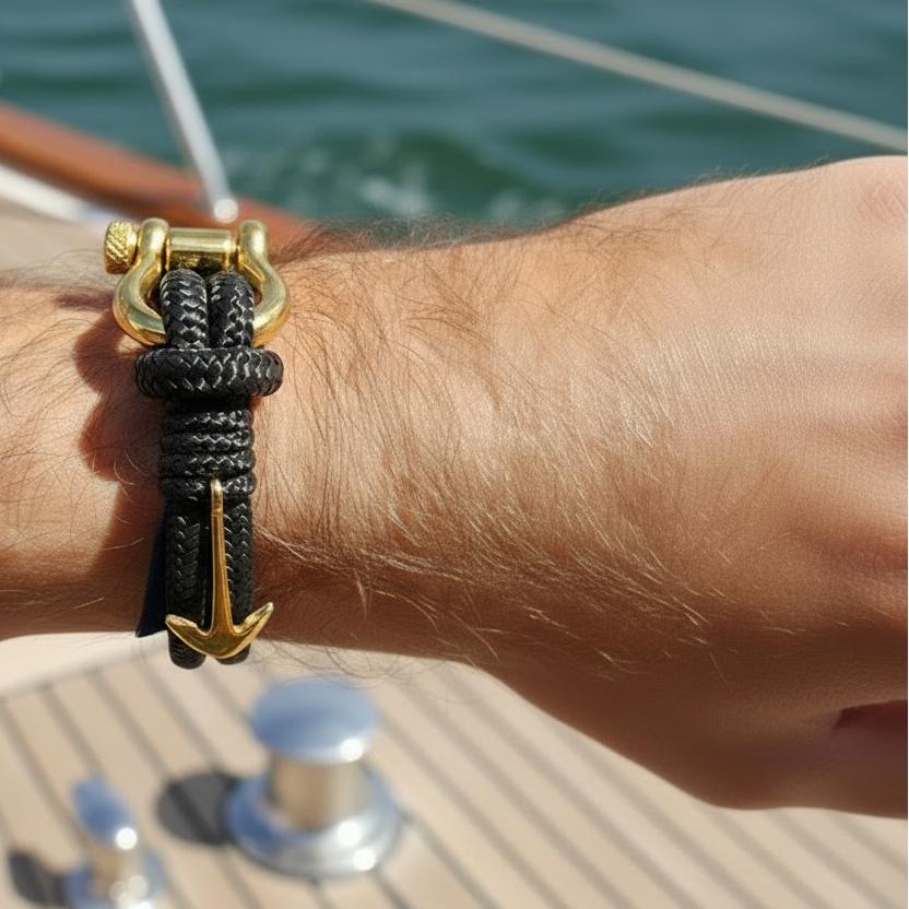 ADRIATICA Nautical Clasp & Anchor Bracelet Black