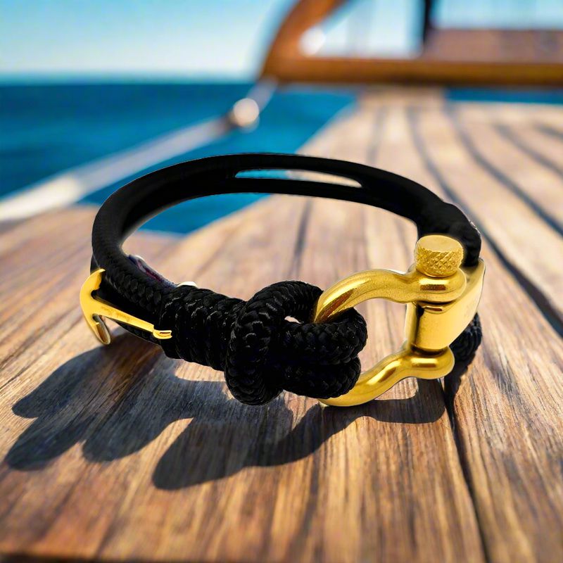 ADRIATICA Nautical Clasp & Anchor Bracelet Black