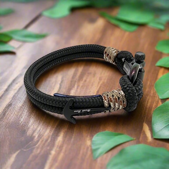 ADRIATICA Nautical Clasp & Anchor Bracelet Black Camo