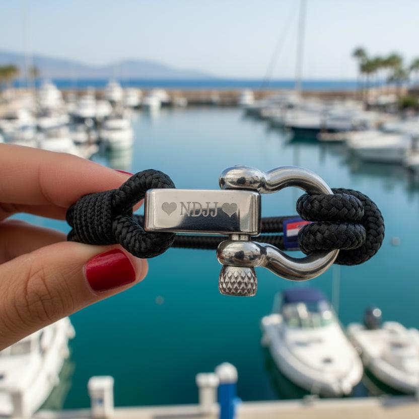 ADRIATICA Armband mit nautischem Verschluss und Anker, Schwarz/Grau