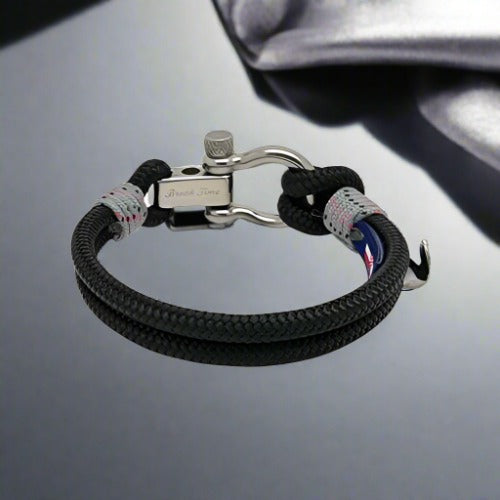 ADRIATICA Nautical Clasp & Anchor Bracelet Black Grey