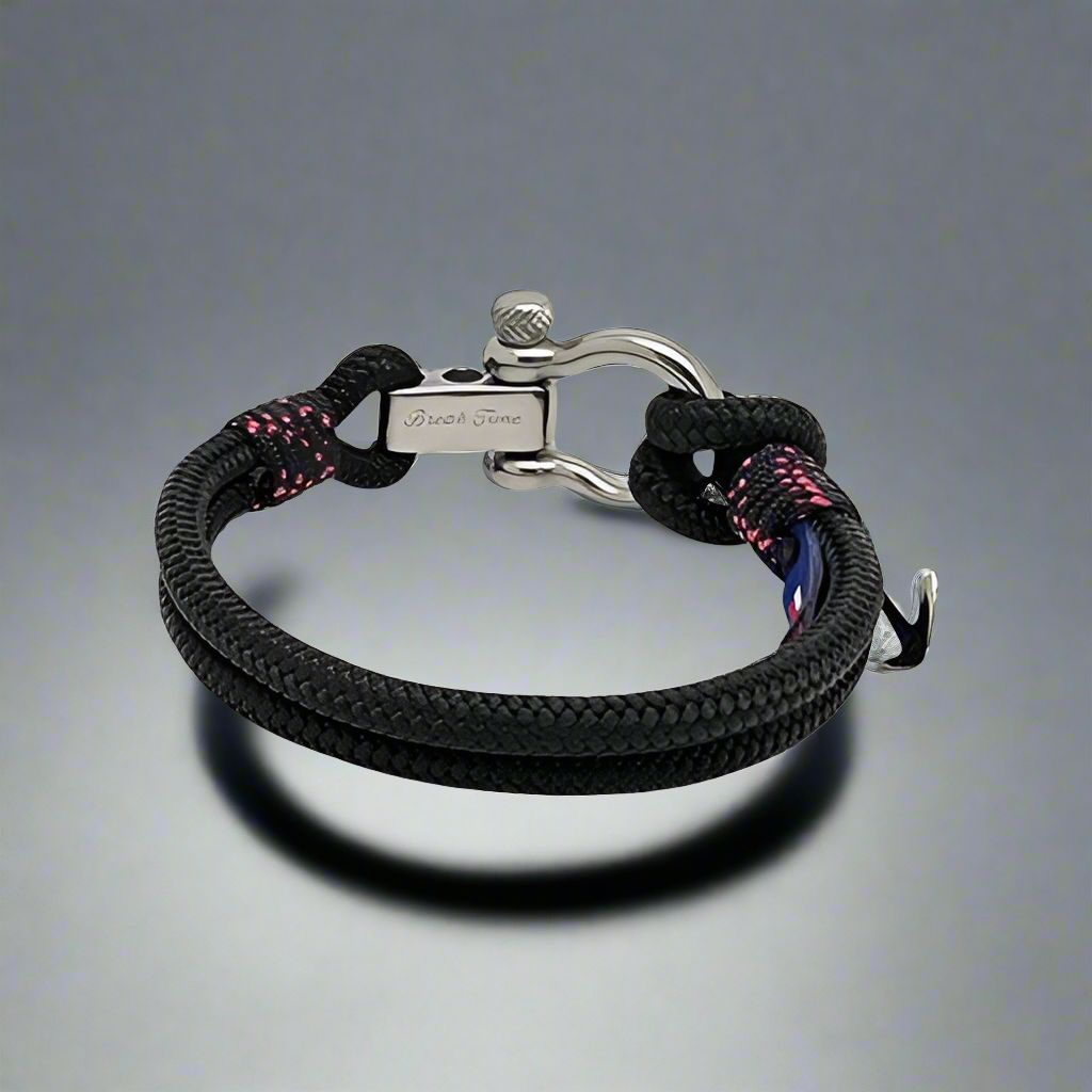 ADRIATICA Nautical Clasp & Anchor Bracelet Black Pink