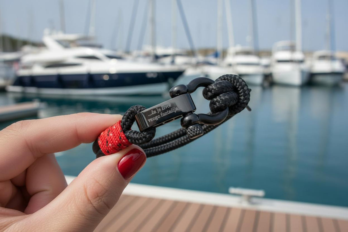 ADRIATICA Nautical Clasp & Anchor Bracelet Black Red