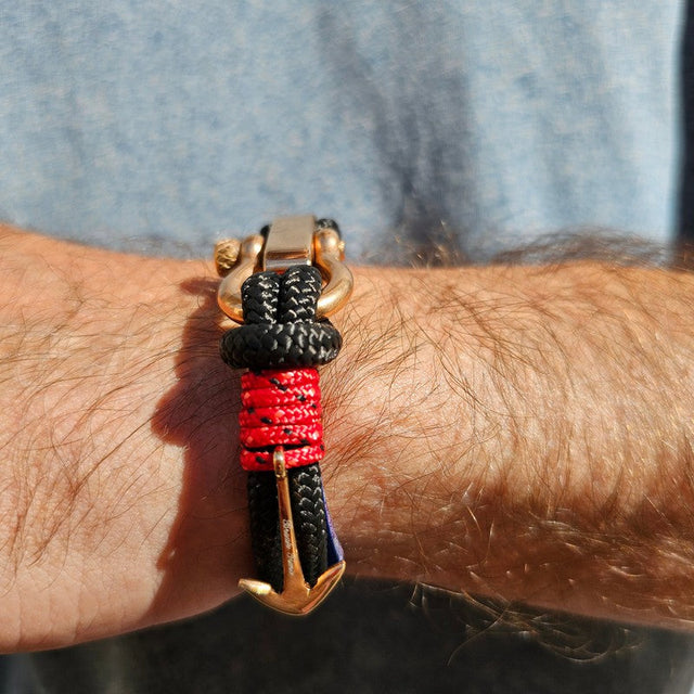 ADRIATICA Nautical Clasp & Anchor Bracelet Black Red