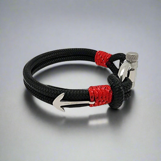 ADRIATICA Nautical Clasp & Anchor Bracelet Black Red