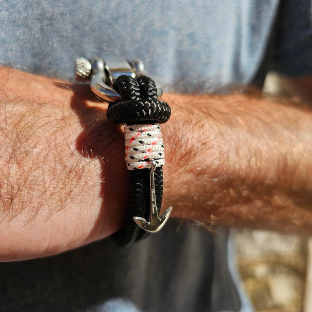 ADRIATICA Nautical Clasp & Anchor Bracelet Black White