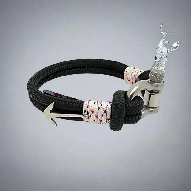 ADRIATICA Nautical Clasp & Anchor Bracelet Black White