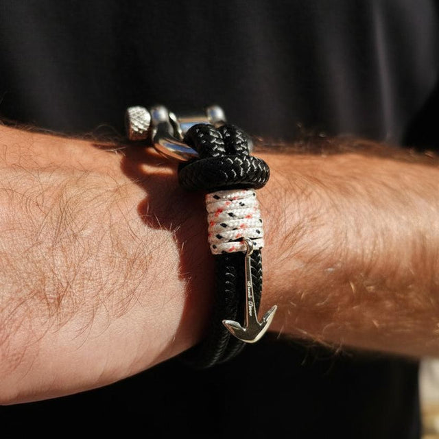 ADRIATICA Nautical Clasp & Anchor Bracelet Black White