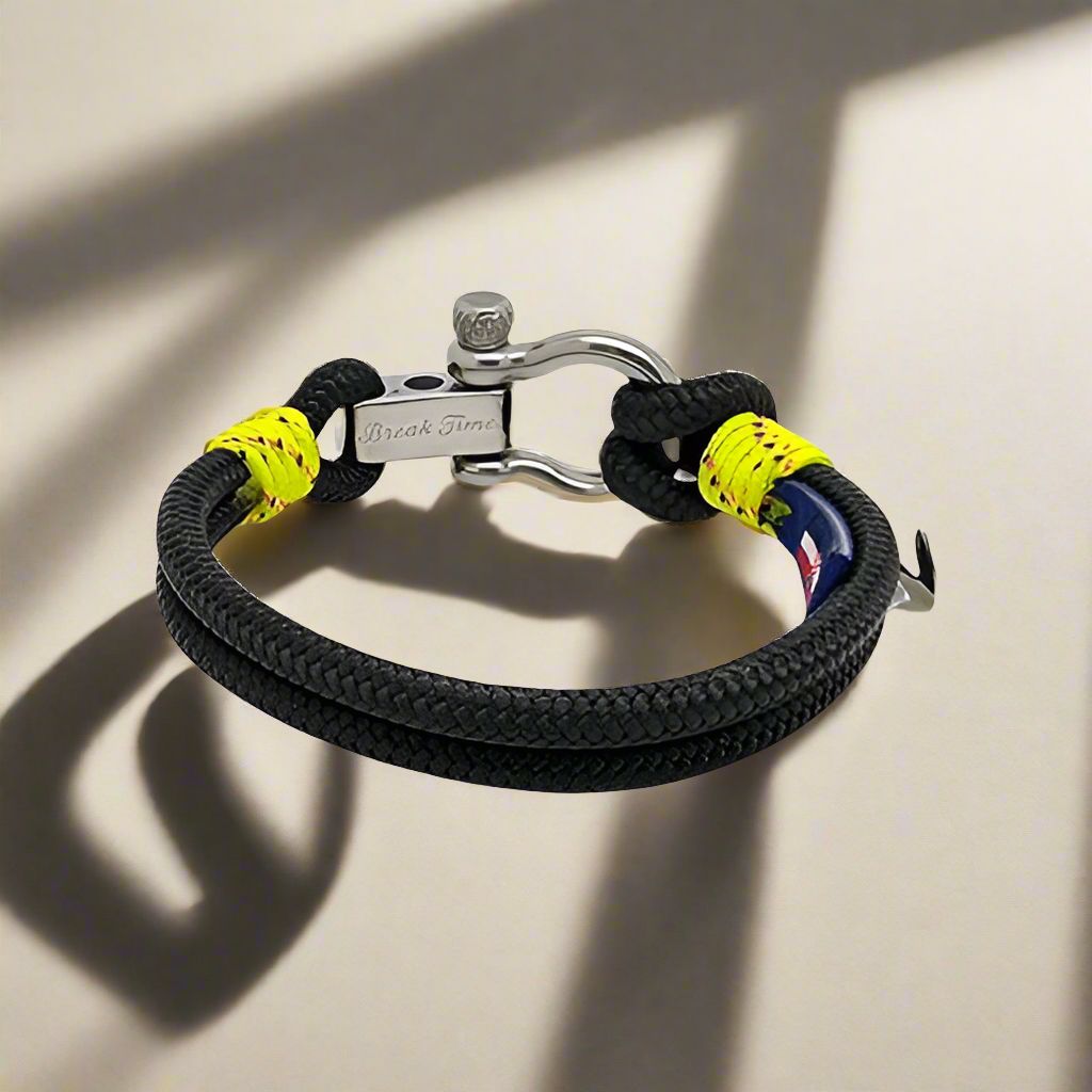 ADRIATICA Nautical Clasp & Anchor Bracelet Black Yellow