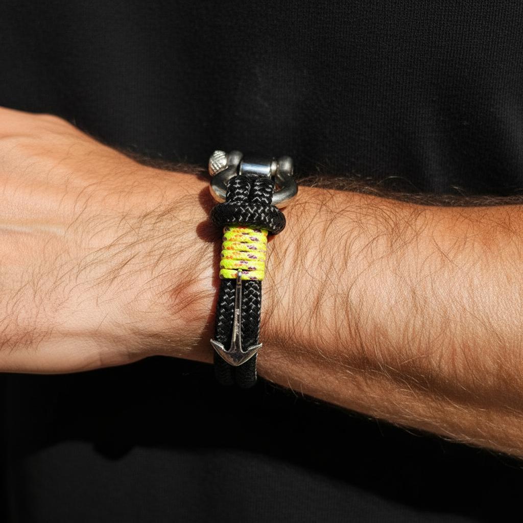 ADRIATICA Nautical Clasp & Anchor Bracelet Black Yellow