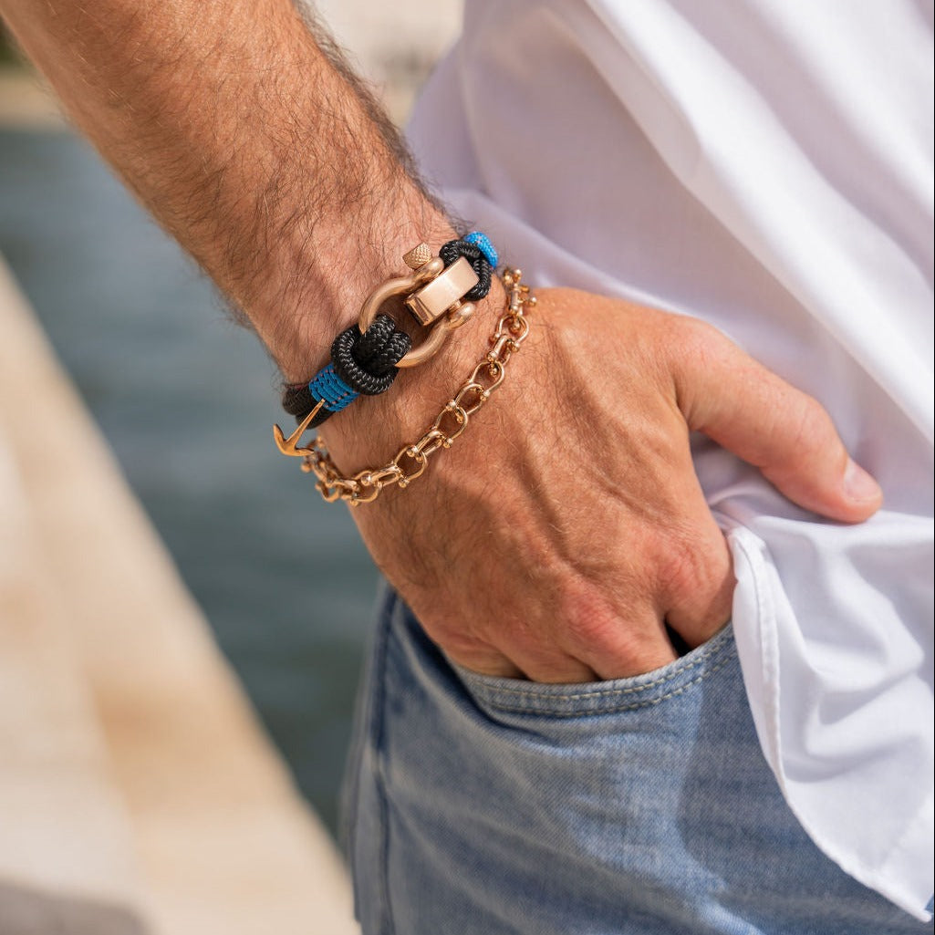 ADRIATICA Shackle & Anchor Bracelet Black Blue