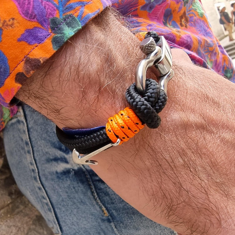 ADRIATICA Shackle & Anchor Bracelet Black Orange