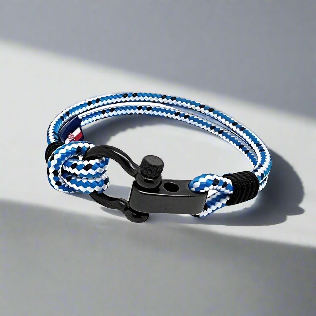 CAPTAIN 4mm Nautical Clasp Bracelet - Blue Mix Black