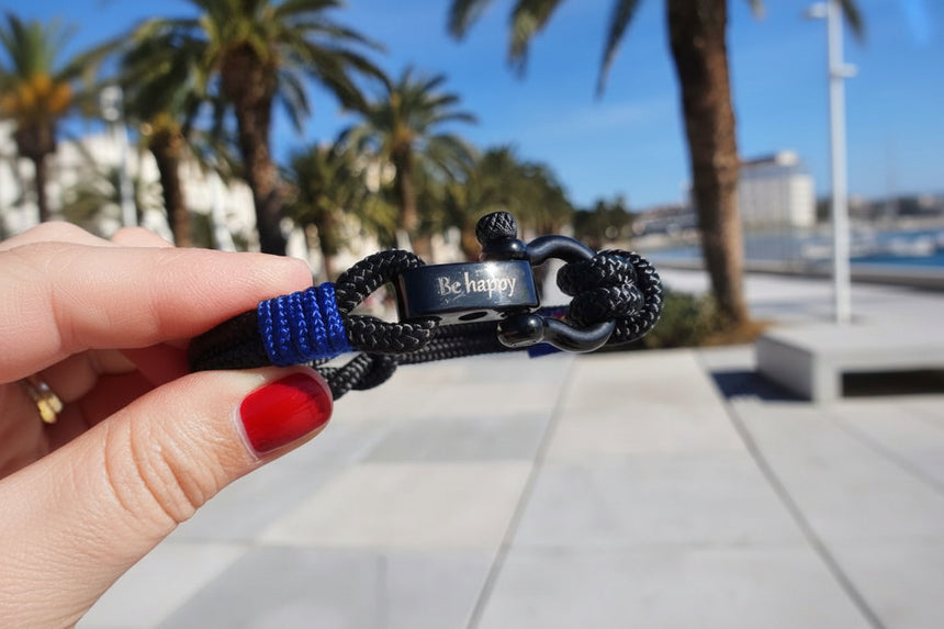 CAPTAIN 4mm Nautical Clasp Bracelet - Electric Blue