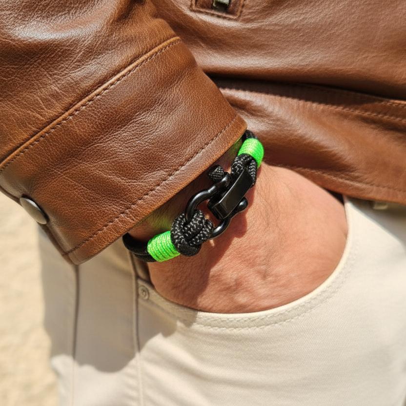 CAPTAIN 4mm Nautical Clasp Bracelet - Neon Green