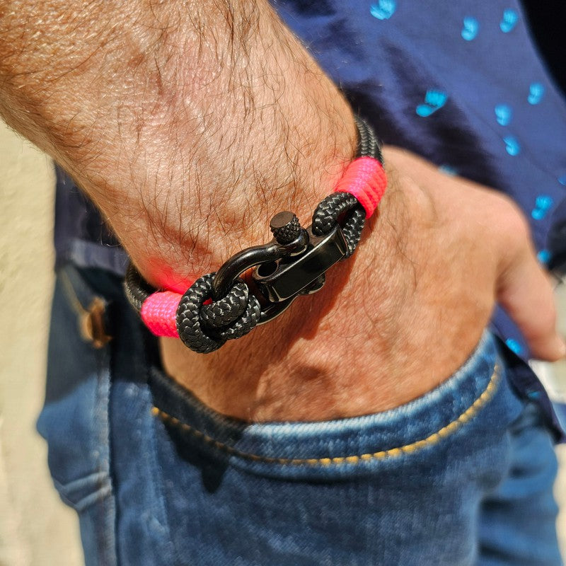 CAPTAIN 4mm Nautical Clasp Bracelet - Neon Pink