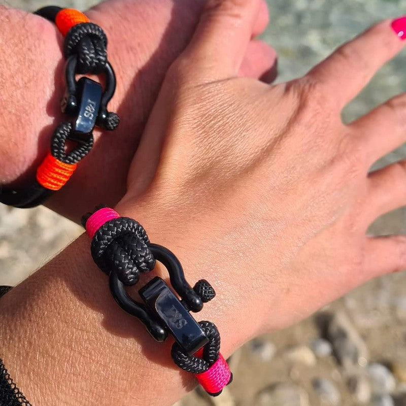 CAPTAIN 4mm Nautical Clasp Bracelet - Neon Pink