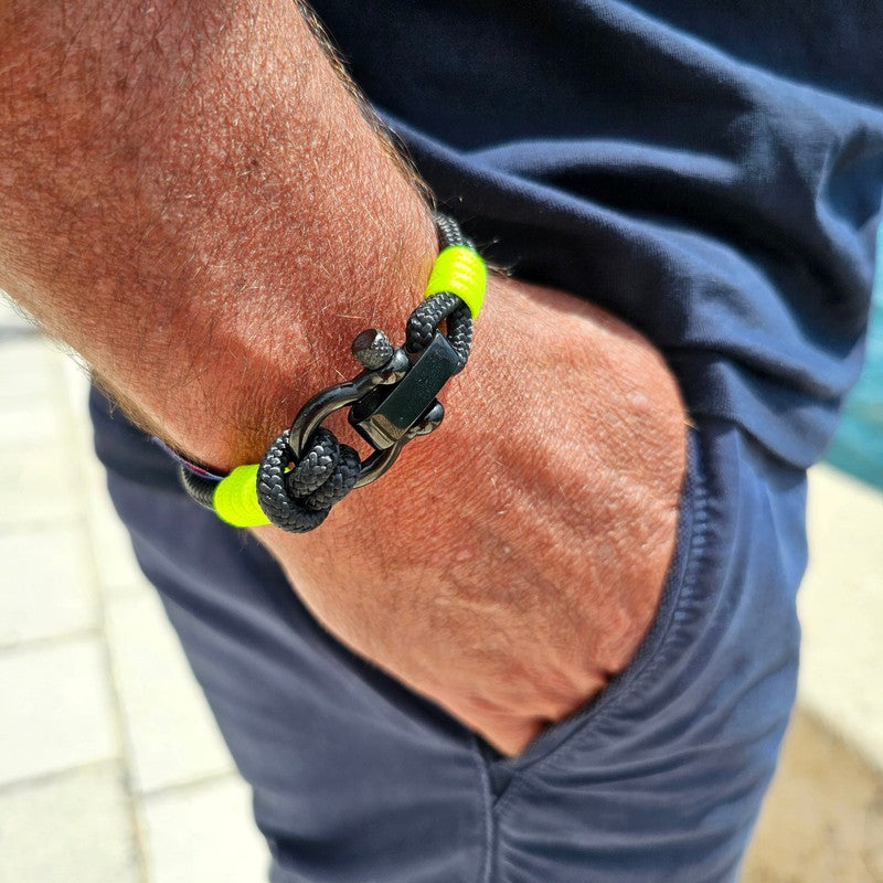 CAPTAIN 4mm Nautical Clasp Bracelet - Neon Yellow