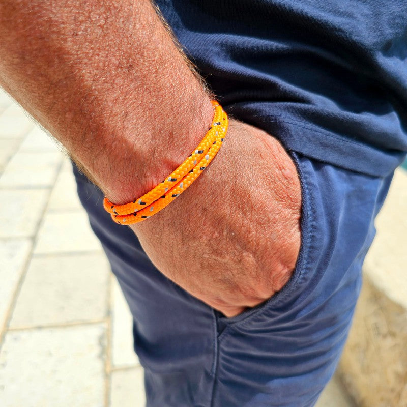 CAPTAIN 4mm Nautical Clasp Bracelet - Orange Mix