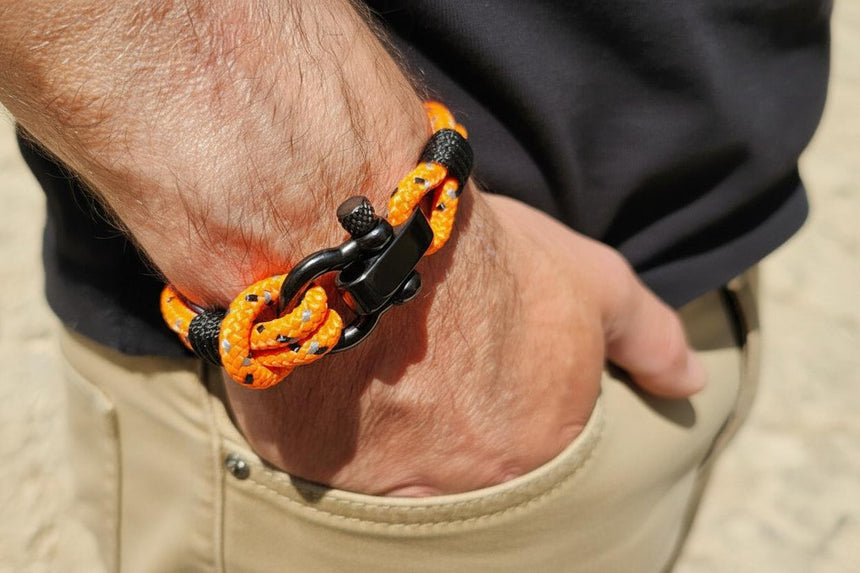 CAPTAIN 4mm Nautical Clasp Bracelet - Orange Mix