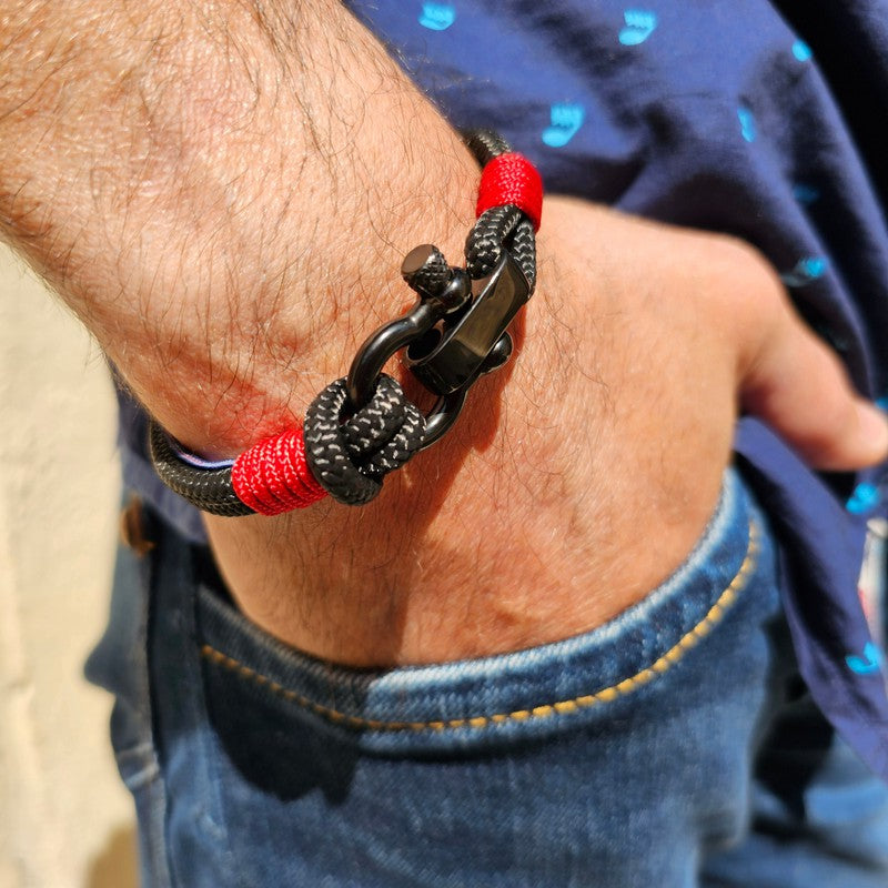 CAPTAIN 4mm Nautical Clasp Bracelet - Red