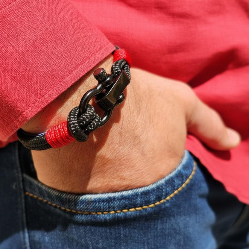 CAPTAIN 4mm Nautical Clasp Bracelet - Red