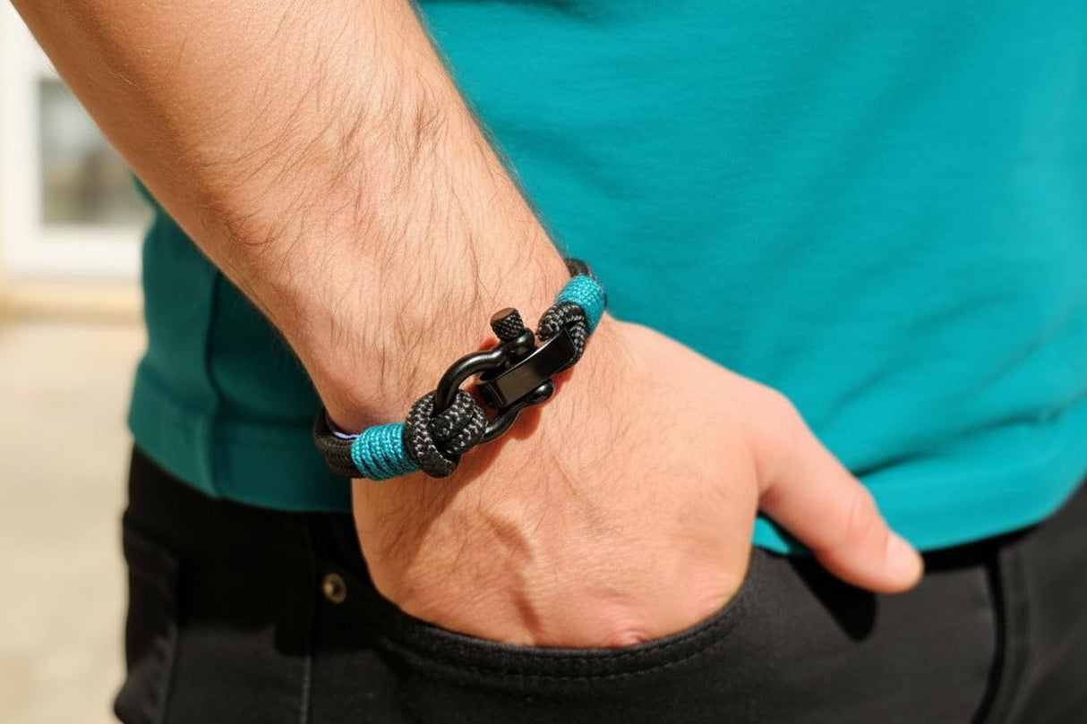 CAPTAIN 4mm Nautical Clasp Bracelet - Teal