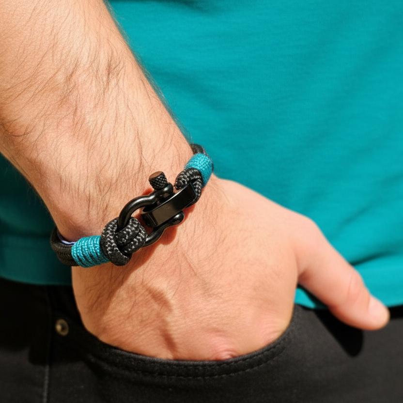 CAPTAIN 4mm Nautical Clasp Bracelet - Teal