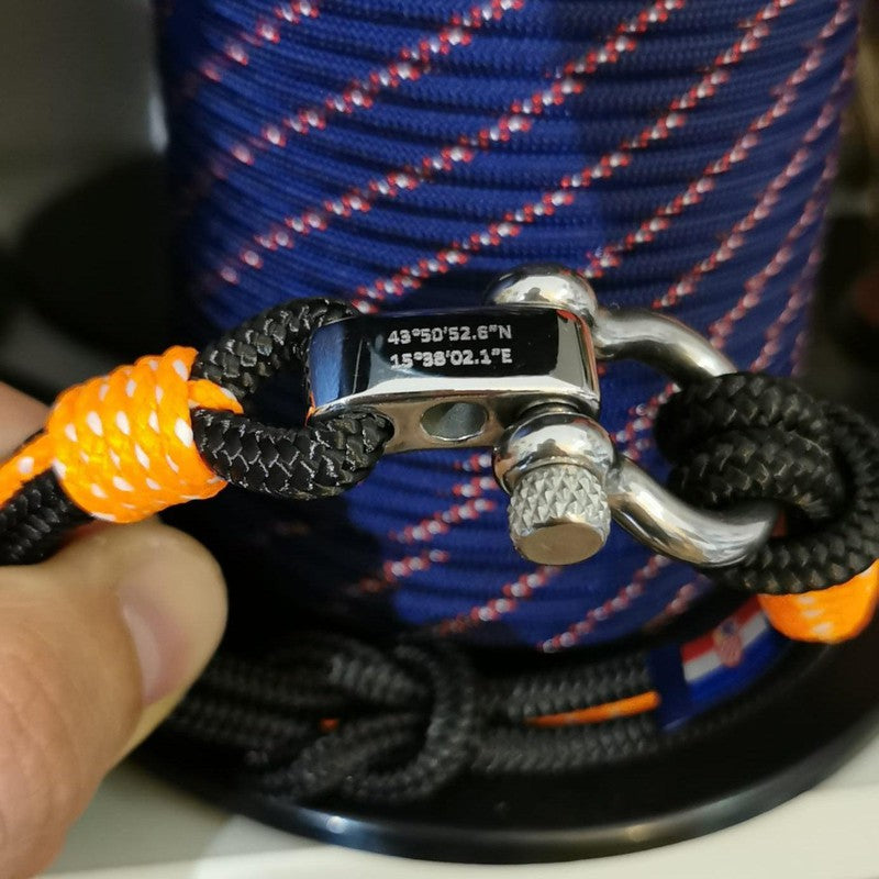 CORSAIR 5mm Nautical Clasp Bracelet Black Orange
