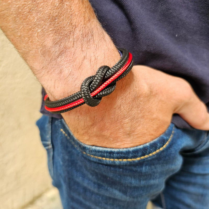CORSAIR 5mm Nautical Clasp Bracelet Black Red