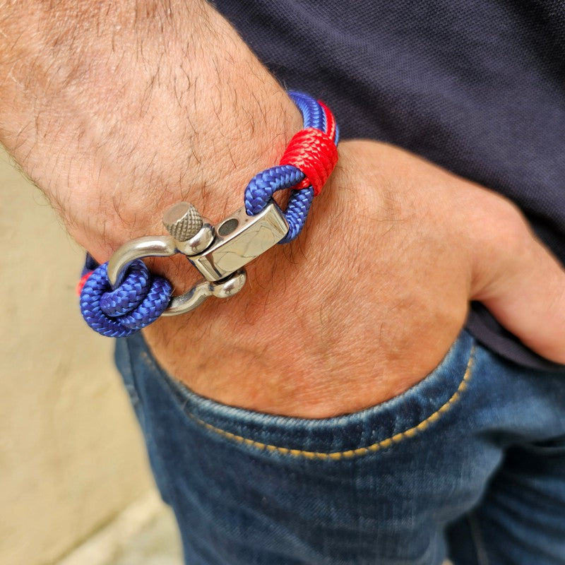 CORSAIR 5mm Nautical Clasp Bracelet Blue Red