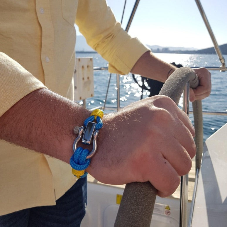 CORSAIR 5mm Nautical Clasp Bracelet Blue Yellow