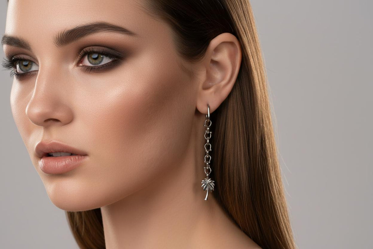 OCEAN MINI Dangle Earrings with Palm Tree Pendant