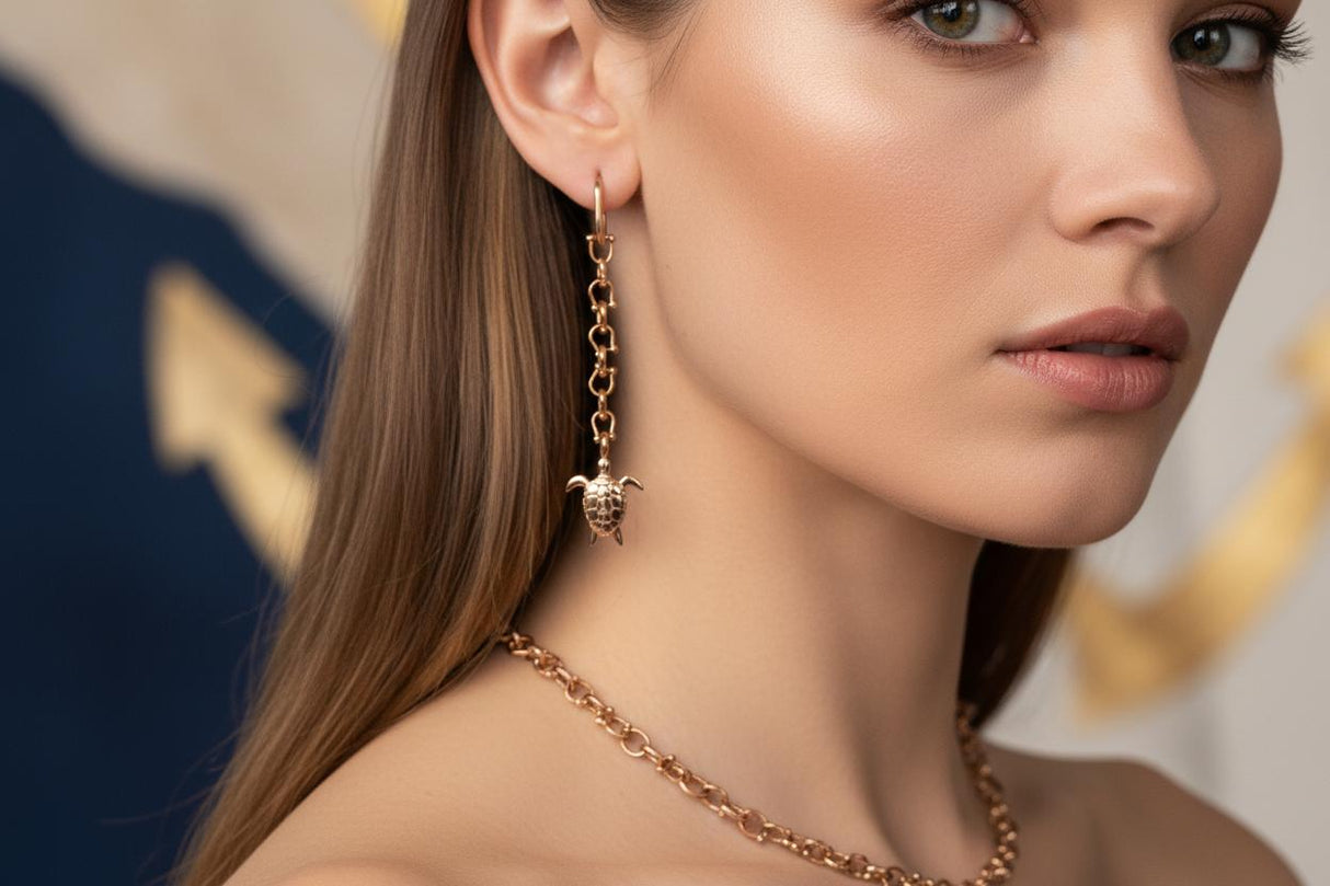 OCEAN MINI Dangle Earrings with Turtle Pendant