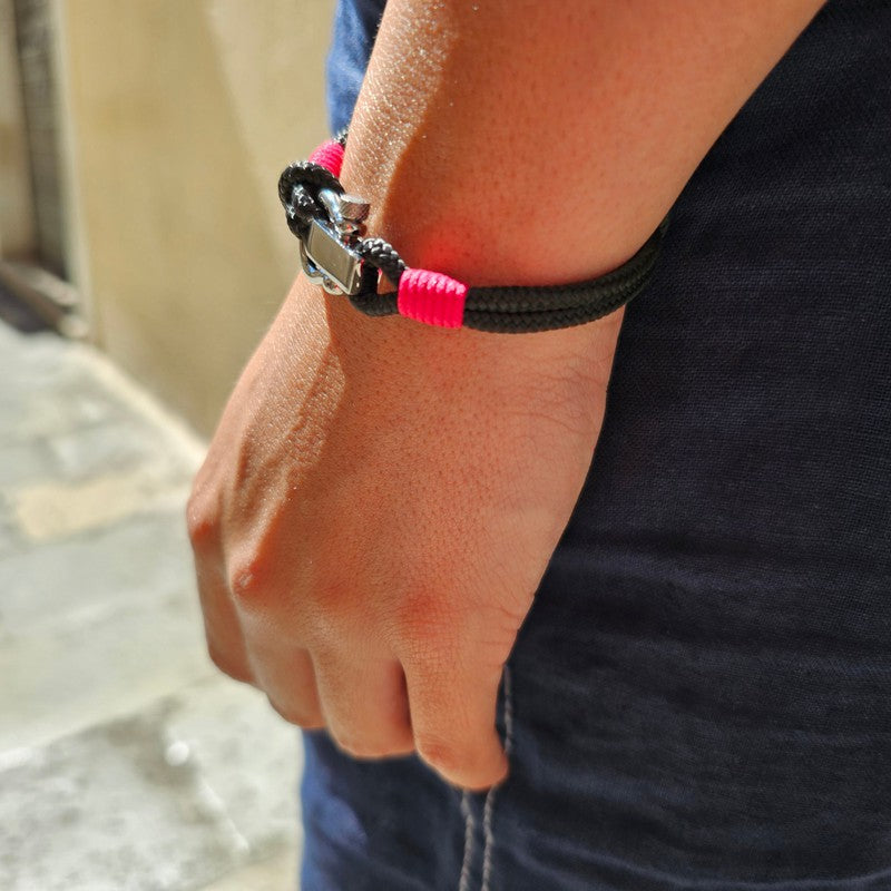 ROYAL 3mm nautical clasp bracelet black fuchsia