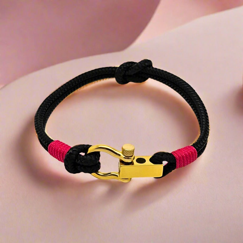 ROYAL 3mm nautical clasp bracelet black fuchsia
