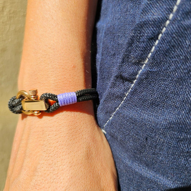 ROYAL 3mm nautical clasp bracelet black lavender purple