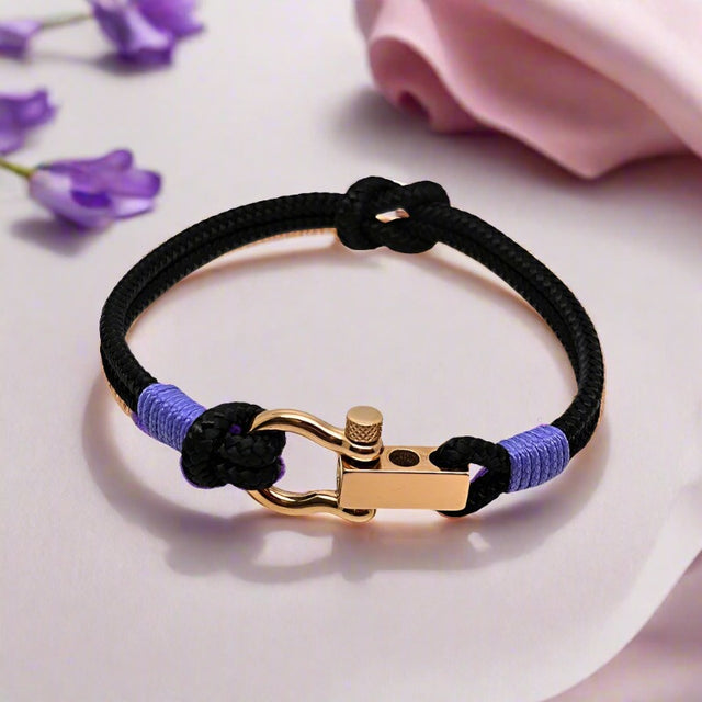 ROYAL 3mm nautical clasp bracelet black lavender purple