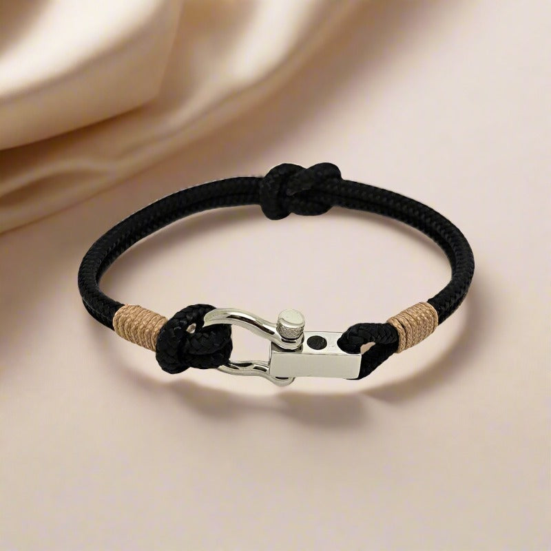 ROYAL 3mm nautical clasp bracelet black light brown