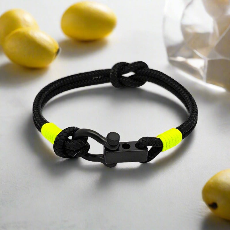 ROYAL 3mm nautical clasp bracelet black neon yellow