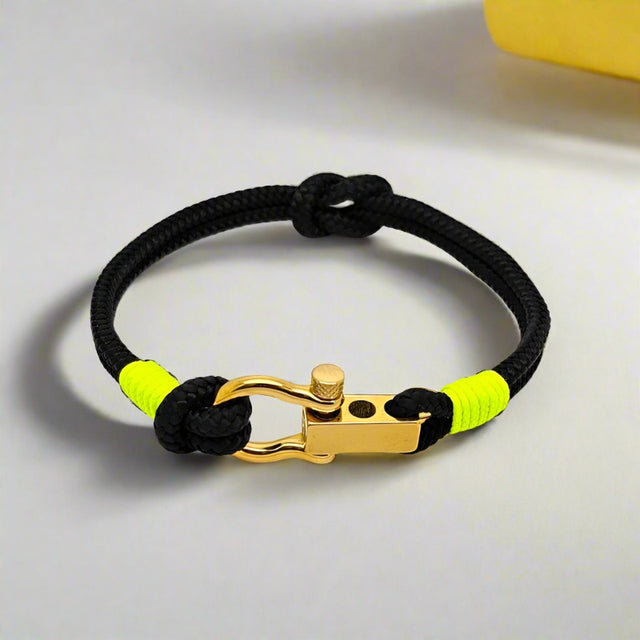 ROYAL 3mm nautical clasp bracelet black neon yellow