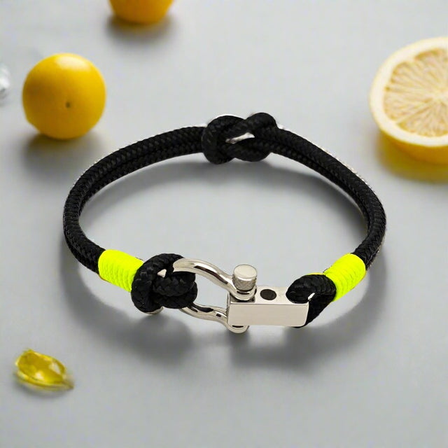 ROYAL 3mm nautical clasp bracelet black neon yellow