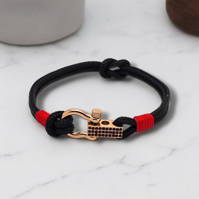 ROYAL 3mm nautical clasp bracelet black red