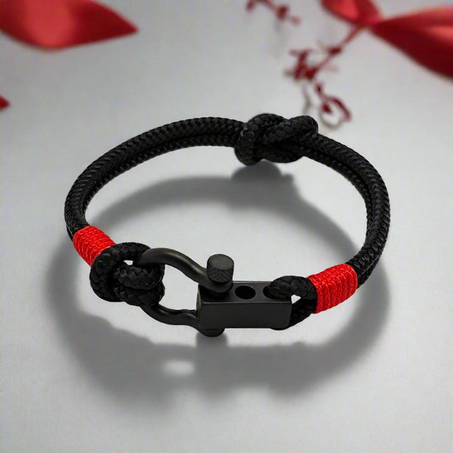 ROYAL 3mm nautical clasp bracelet black red