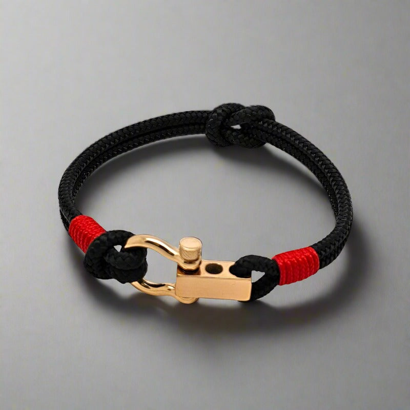 ROYAL 3mm nautical clasp bracelet black red